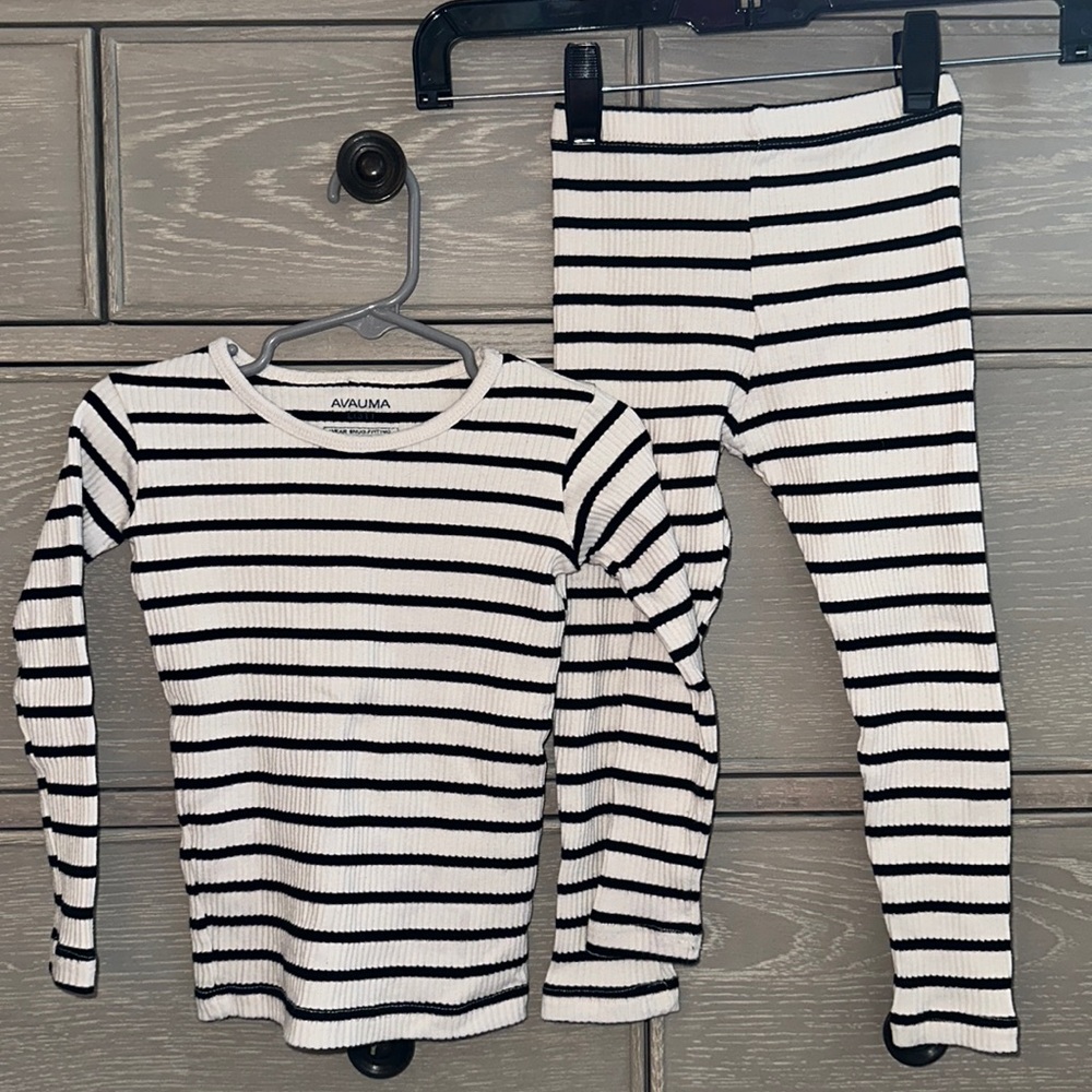 Amazon Kids Black and White Striped Matching Set